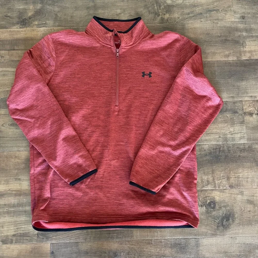 Under Armour ColdGear 1/4 Zip Pullover XL Red Heathered Fleece